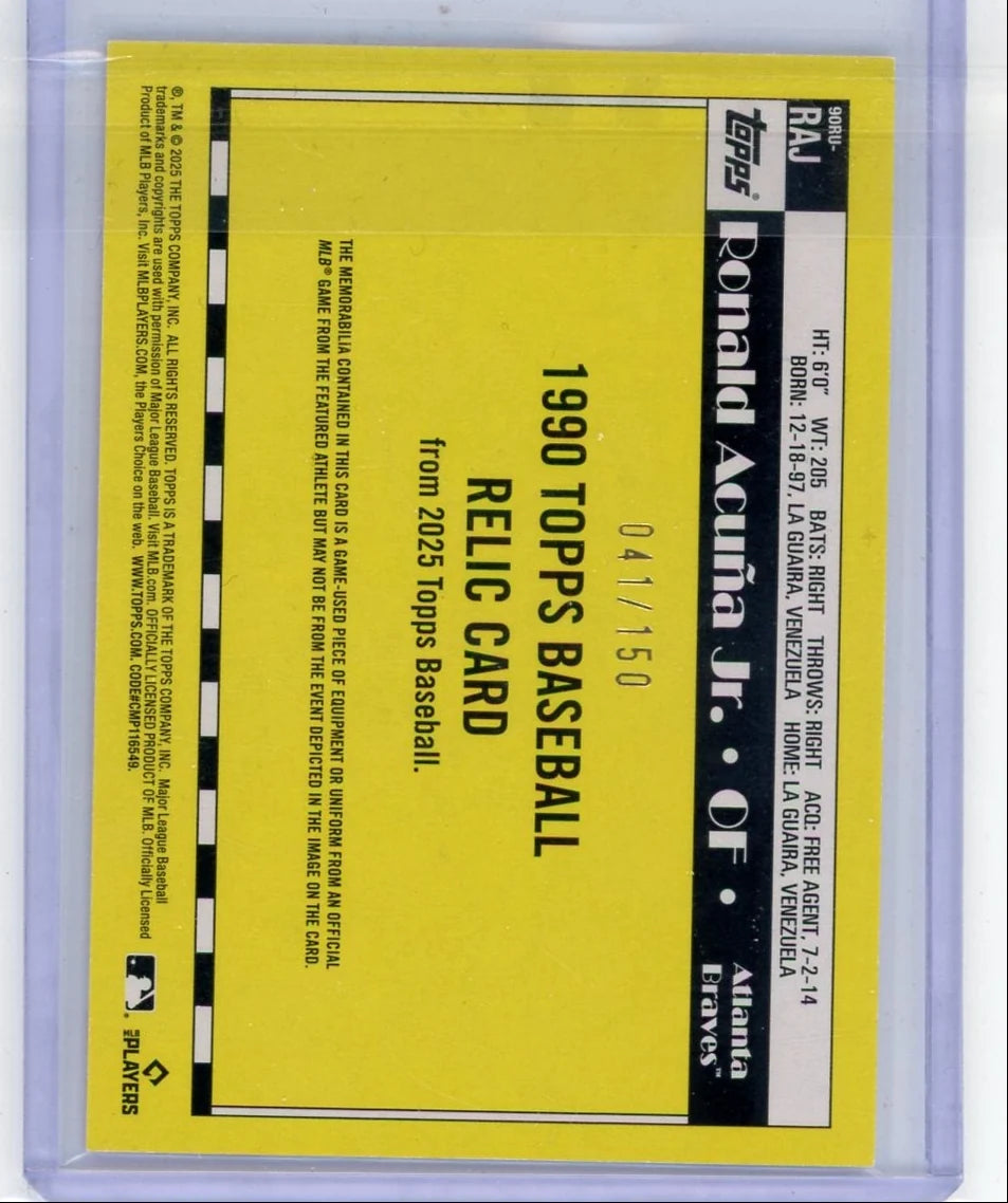 Ronald Acuna Jr. 2025 Topps '90 bat relic blue #'d 041/150