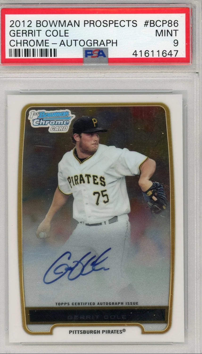 Gerrit Cole 2012 1st Bowman Chrome autograph PSA 9