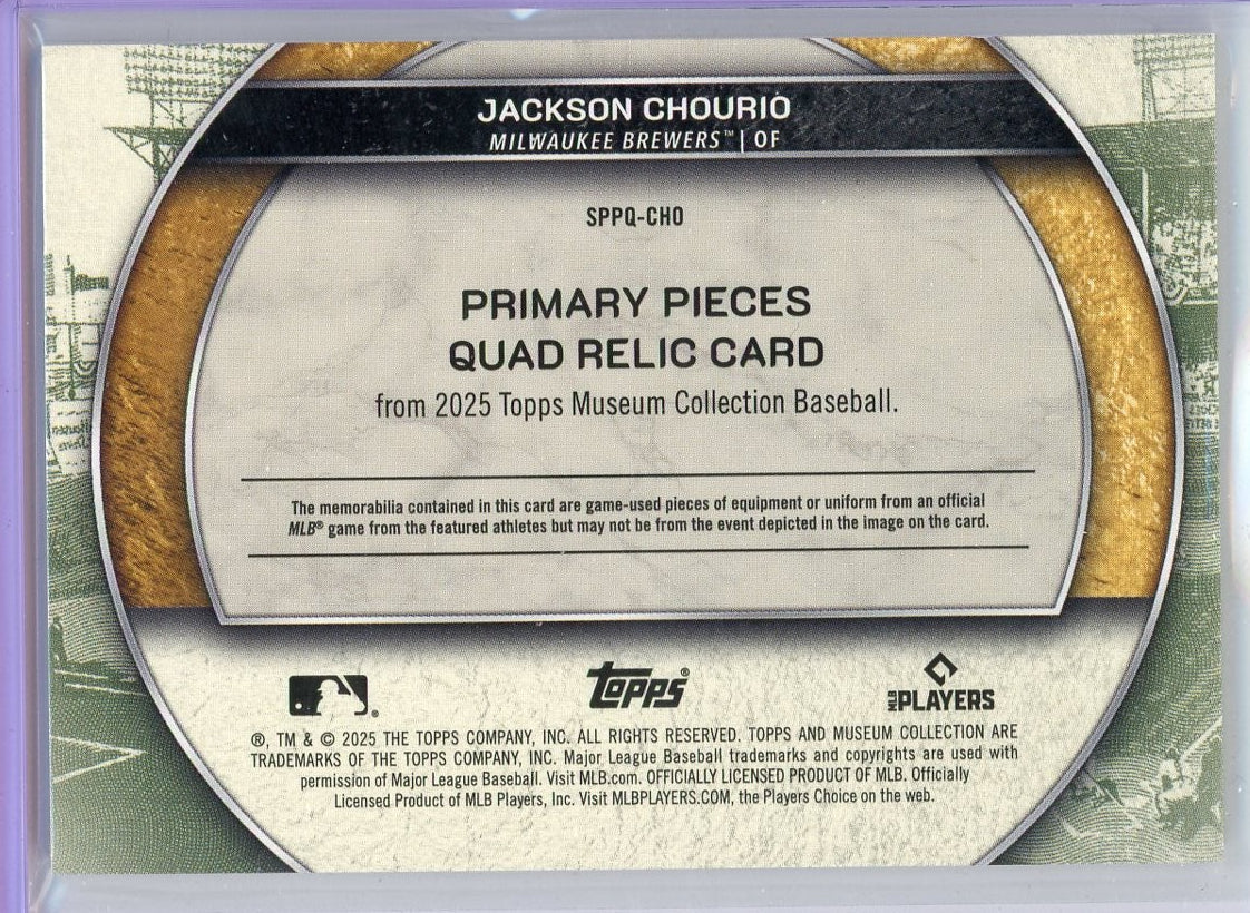 Jackson Chourio 2025 Topps Museum Collection Primary Pieces #'d 71/75