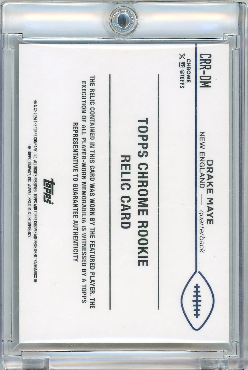 Drake Maye 2024 Topps Chrome Rookie Relic Gold #'d 28/50