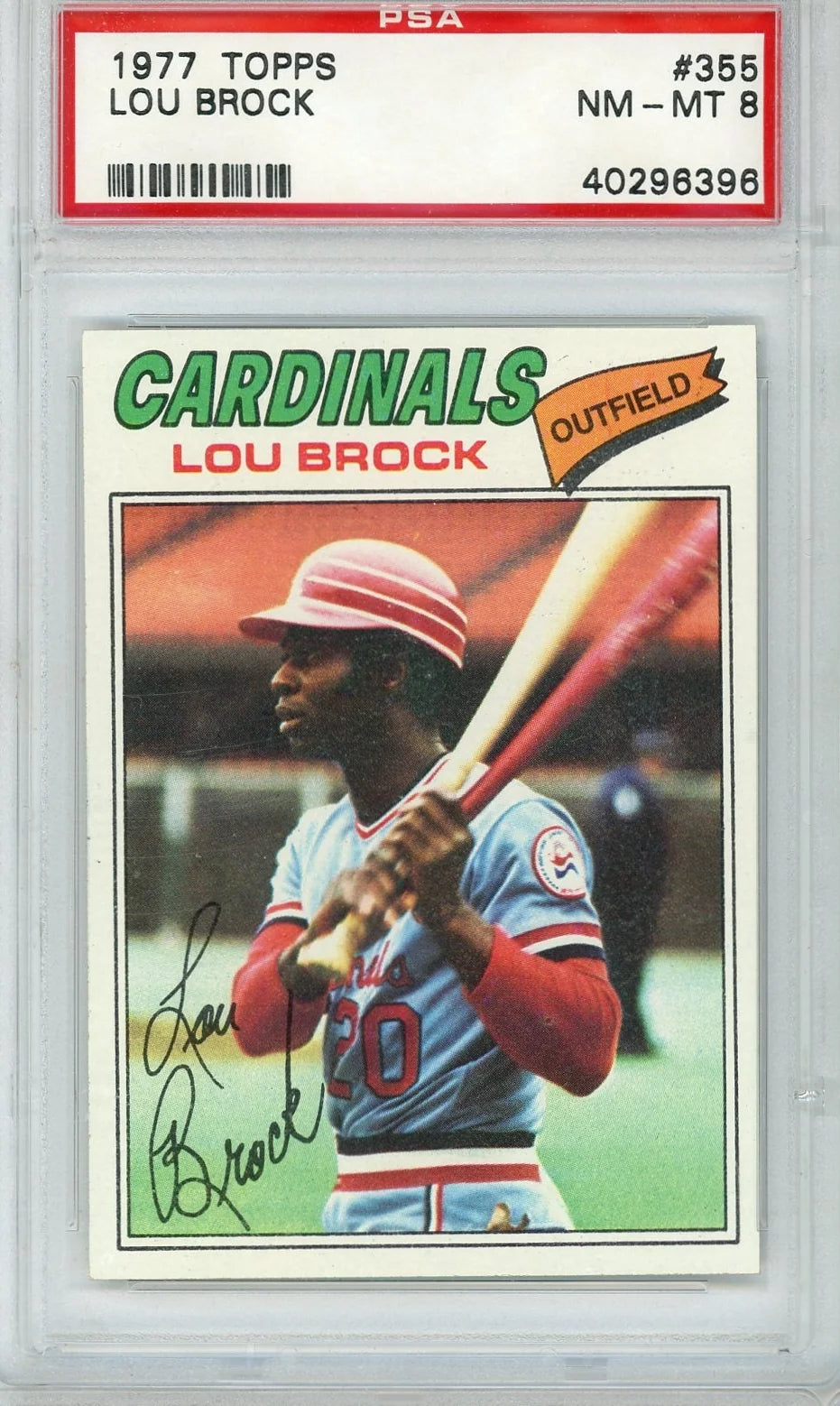 Lou Brock 1977 Topps #355 PSA 8
