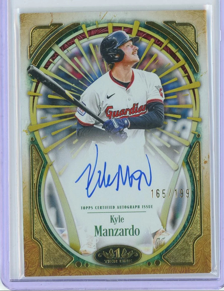 Kyle Manzardo 2026 Topps Tier One Xplosions Auto #T1XA-KM #'d /199