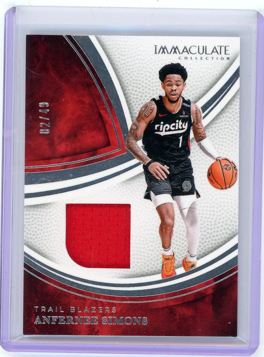Anfernee Simons 2024-25 Panini Immaculate Collection Materials Jersey Relic #'d 02/49