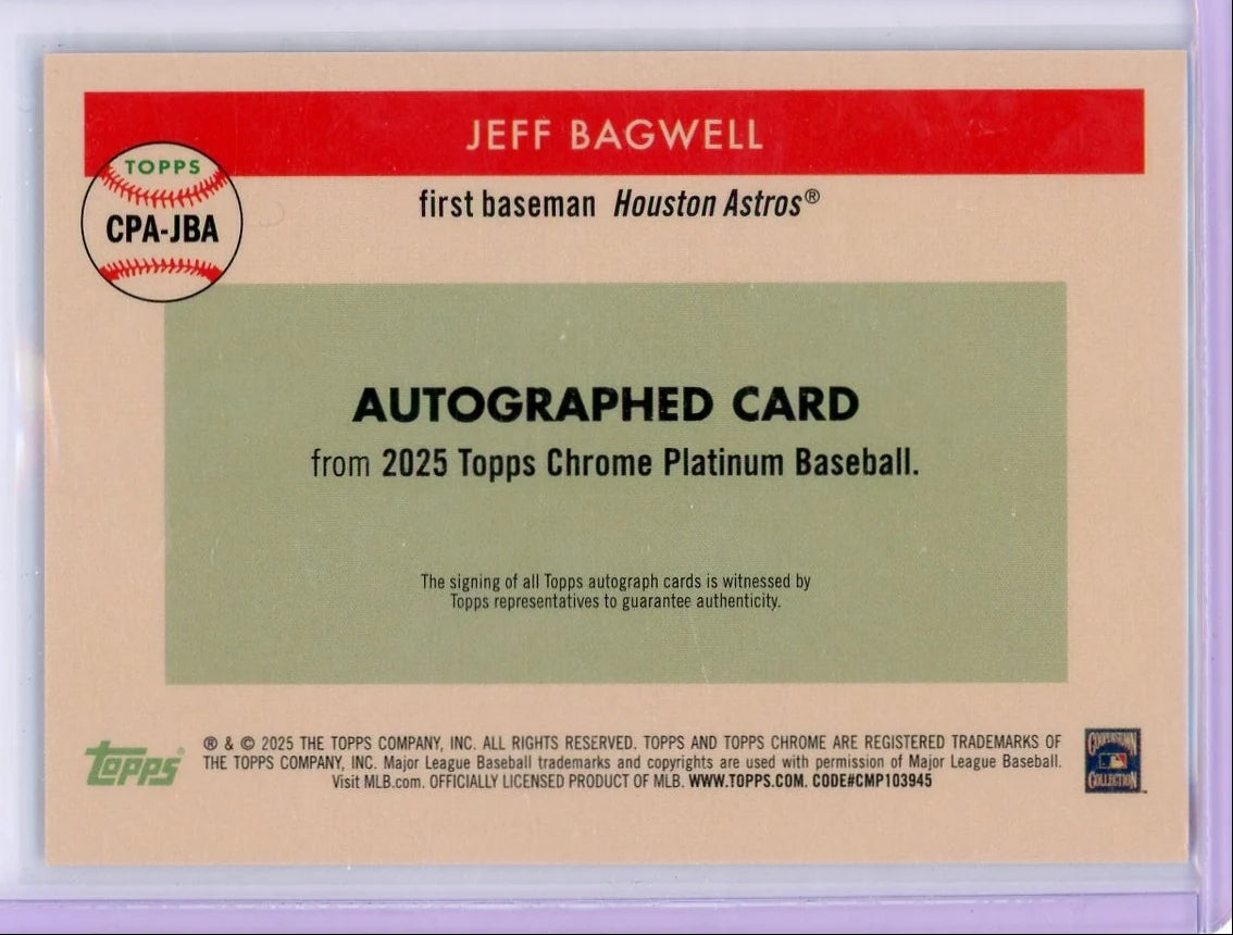Jeff Bagwell Topps Chrome Platinum Baseball Autograph