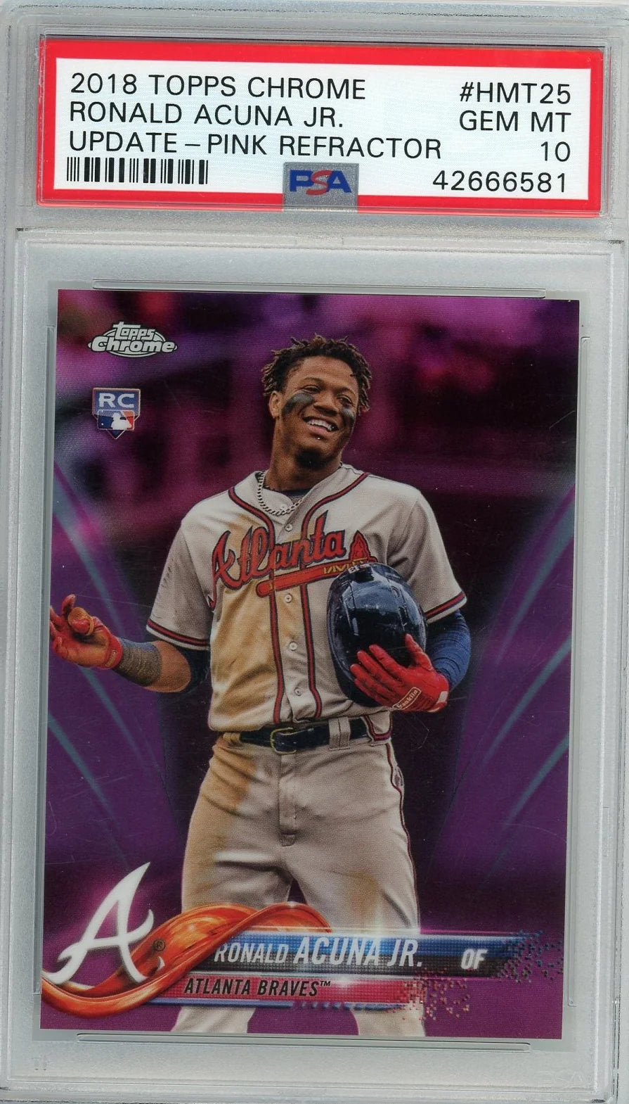 Ronald Acuna Jr. 2018 Topps Chrome Update Pink Refractor PSA 10