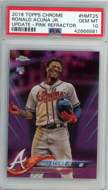 Ronald Acuna Jr. 2018 Topps Chrome Update Pink Refractor PSA 10