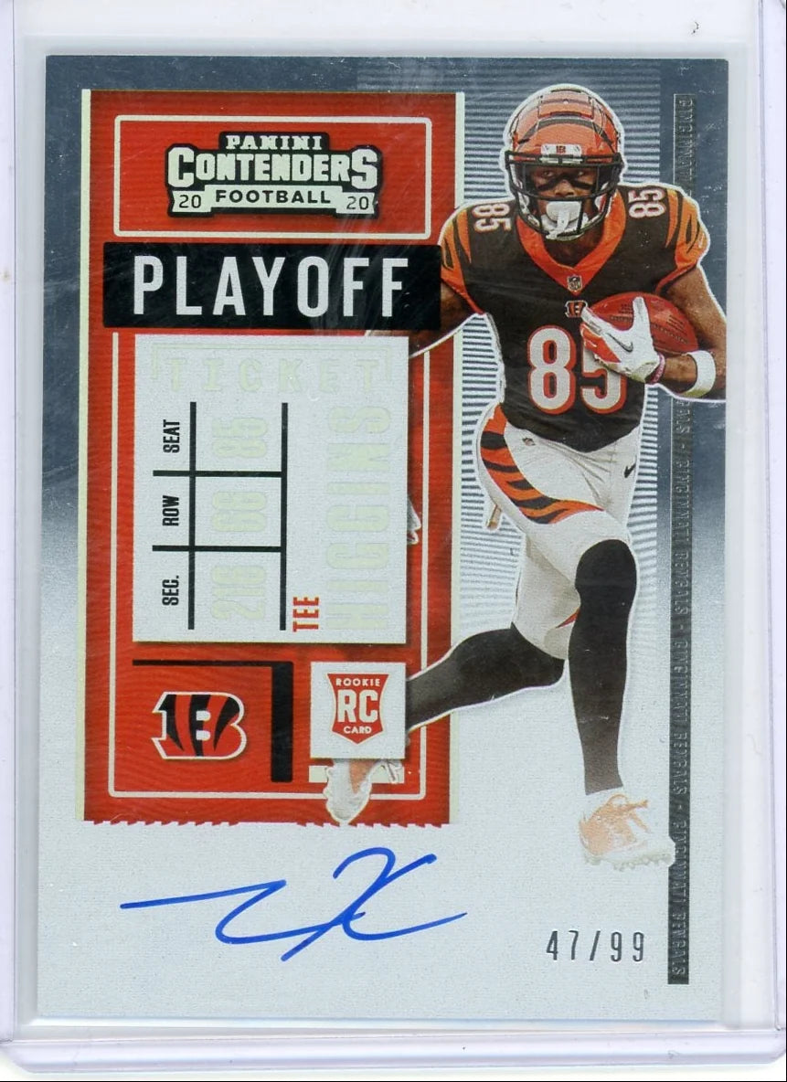 Tee Higgins 2020 Panini Contenders Playoff Ticket autograph rookie card #'d 47/99