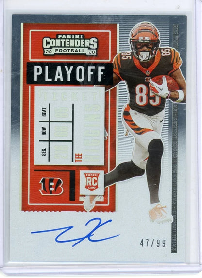 Tee Higgins 2020 Panini Contenders Playoff Ticket autograph rookie card #'d 47/99