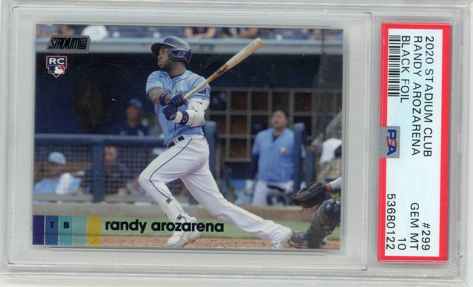 Randy Arozarena 2020 Topps Stadium Club Black Foil rookie card PSA 10