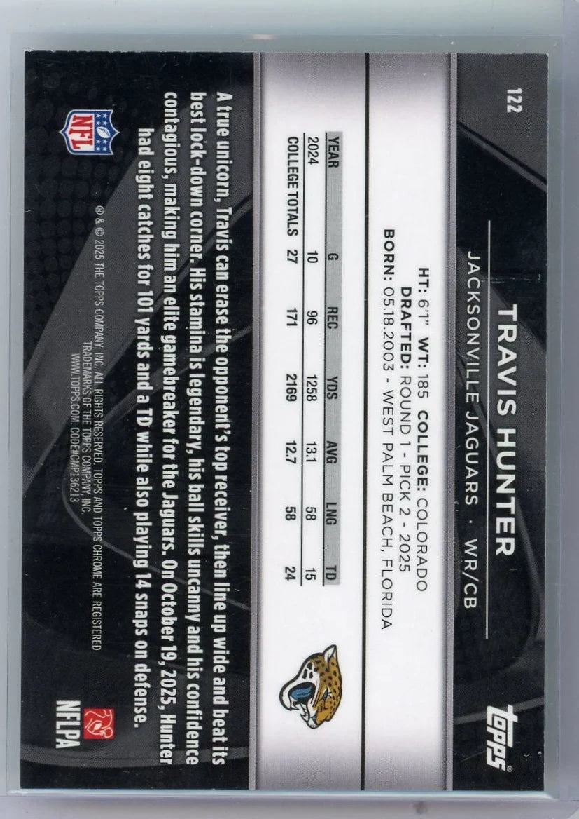 Travis Hunter 2025 Topps Chrome Black Green Wave Rookie #'d 34/99