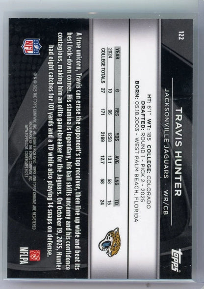 Travis Hunter 2025 Topps Chrome Black Green Wave Rookie #'d 34/99