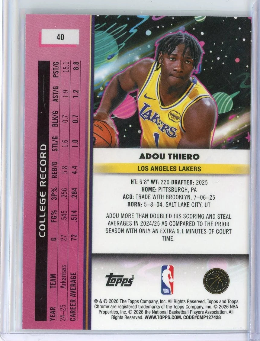 2025-2026 Adou Thiero Topps Cosmic Chrome #40 Purple /150