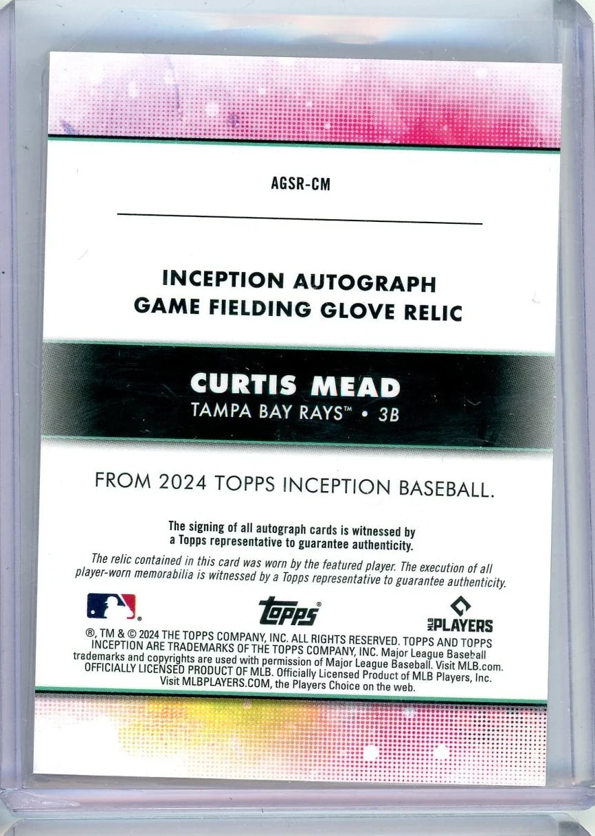 Curtis Mead 2024 Topps Inception Game Field Glove Relic Autograph #'d 05/25