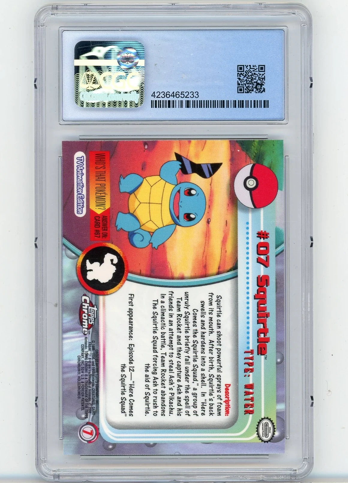Squirtle 2000 Pokémon Topps Chrome #07 CGC 9.5
