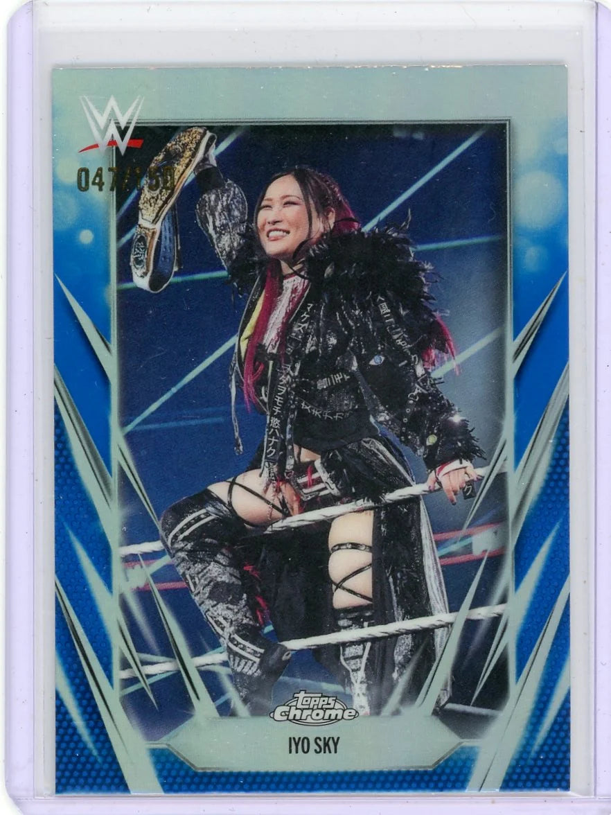 Iyo Sky 2026 Topps Chrome WWE Blue Refractor #'d 047/150
