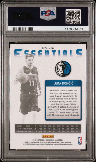 Luka Doncic 2018 Panini Chronicles #214 rookie card PSA 9