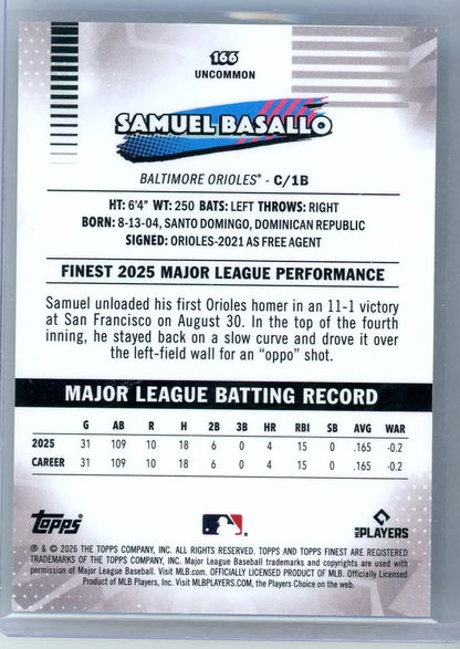 Samuel Basallo 2026 Topps Finest Gold GeoFractor 38/50