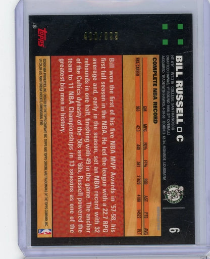 Bill Russell 2007-08 Topps Chrome refractor #'d 400/999