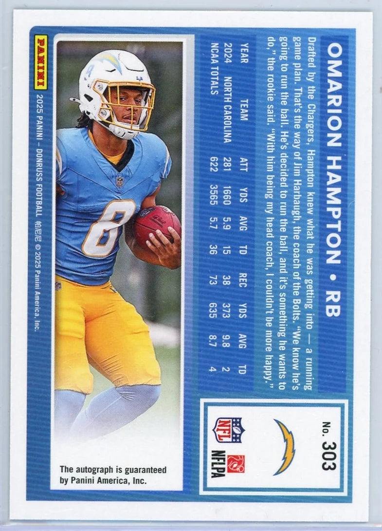Omarion Hampton Donruss Football Auto Rated Rookie #303