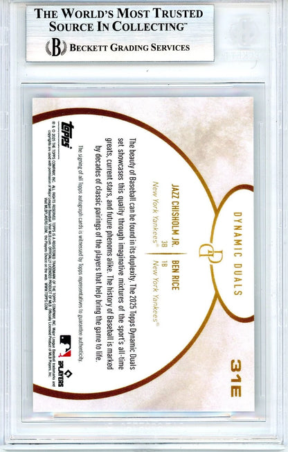 Jazz Chisholm Jr. Ben Rice 2025 Topps Dynamic Duals autograph black #'d 47/50 BGS 9