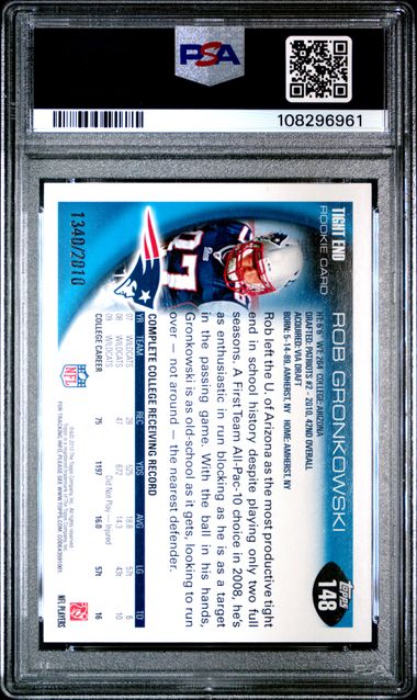Rob Gronkowski 2010 Topps Gold RC PSA 9