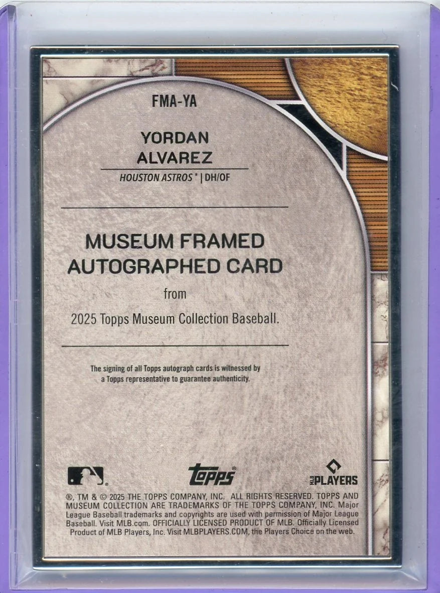 Yordan Alvarez 2025 Topps Museum Collection Framed Autograph #'d 06/25