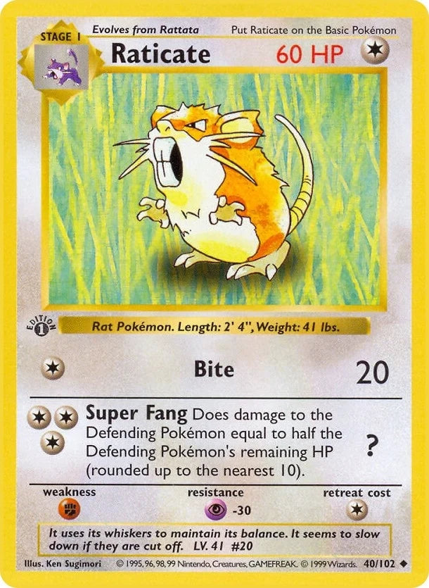 Raticate (040/102) (Base Set (Shadowless)) (BSS)