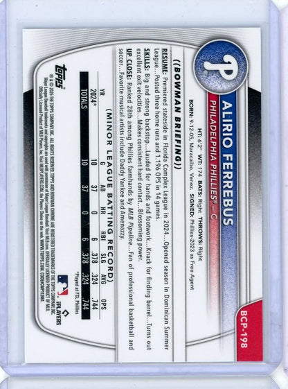 Alirio Ferrebus 2025 1st Bowman Chrome Pink Shimmer ref. #'d 063/199