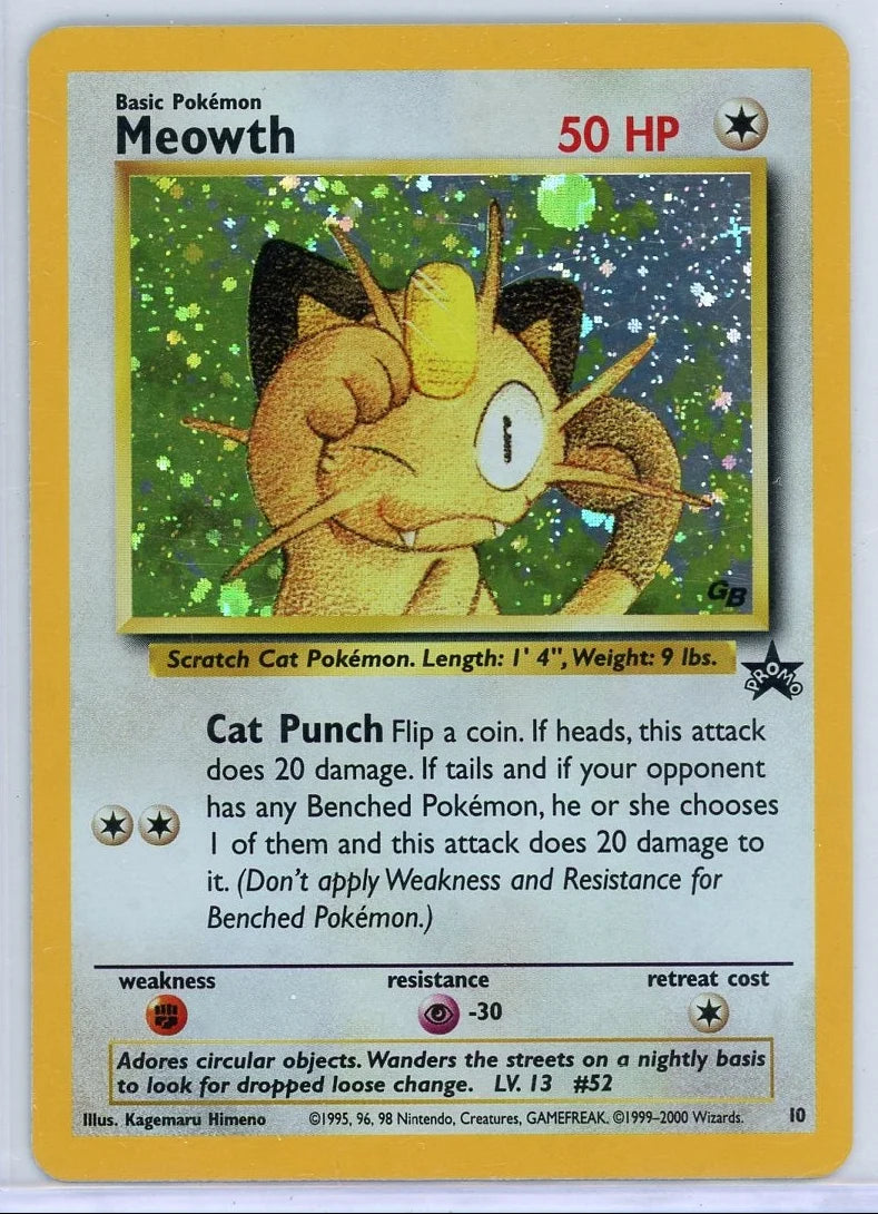 Meowth 2000 Pokémon WoTC Black Star Promo #10/53 LP