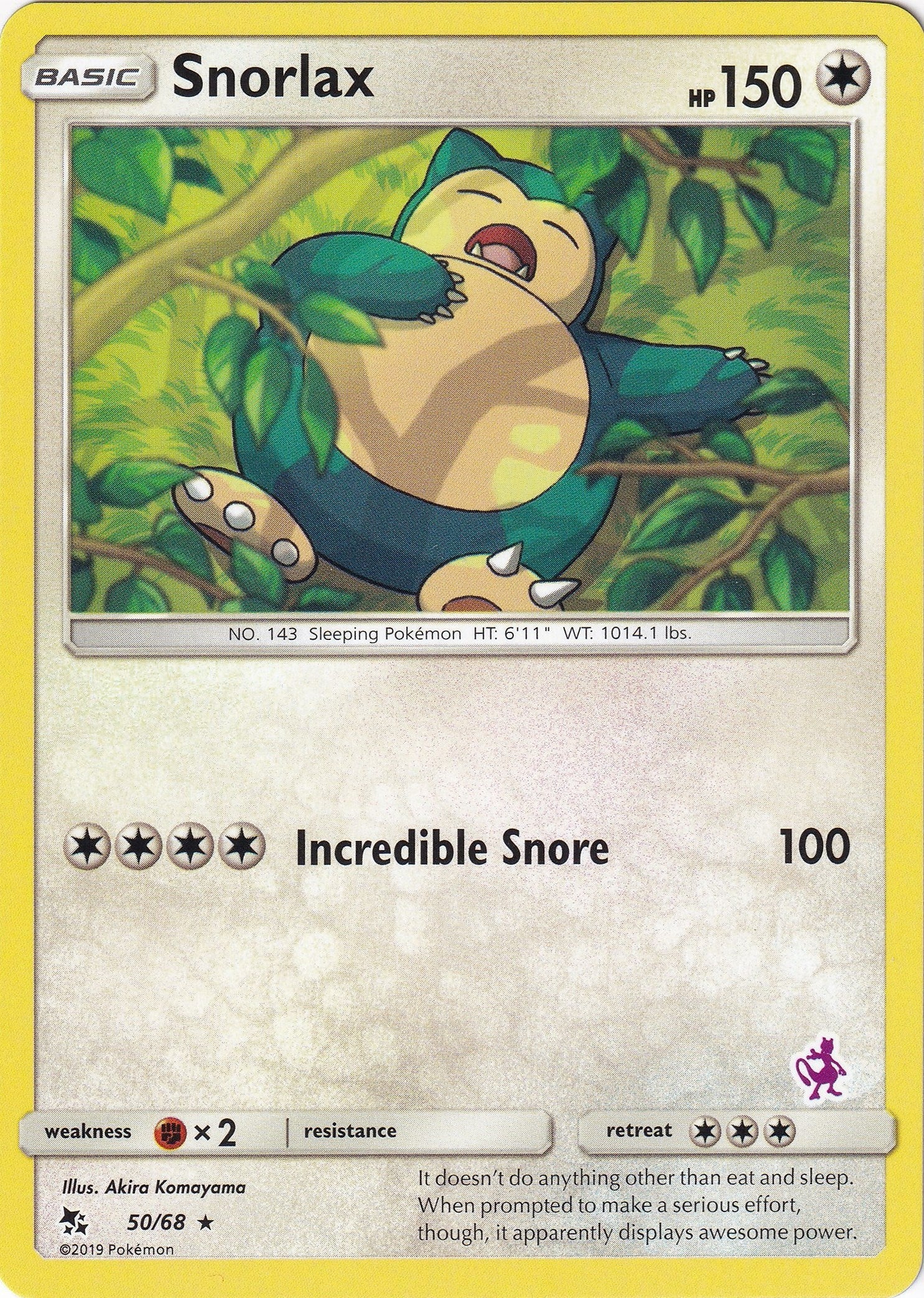 Snorlax - 50/68 (Mewtwo Stamped) (050/068) (Battle Academy) (BTA)