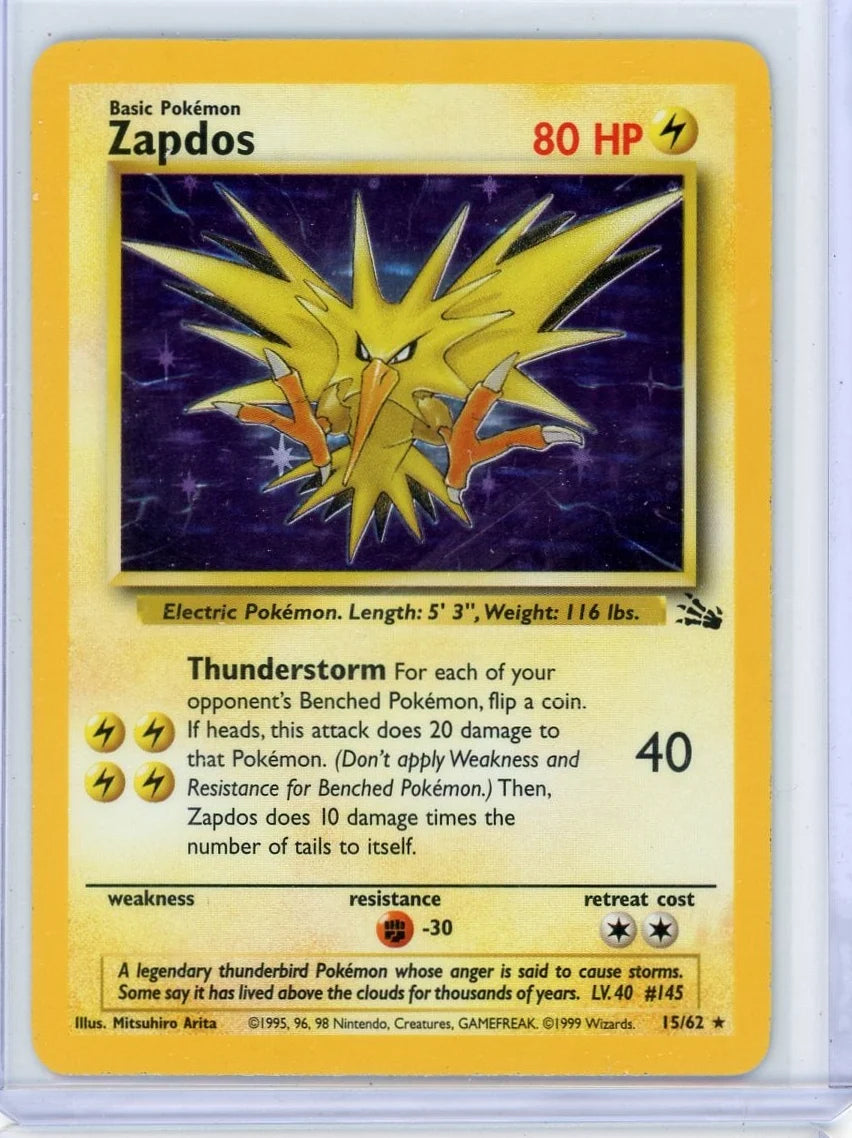 Zapdos 1999 Pokemon Fossil holo #15/62