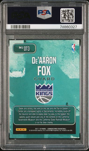 De'Aaron Fox 2017 Panini Cornerstones Downtown PSA 10
