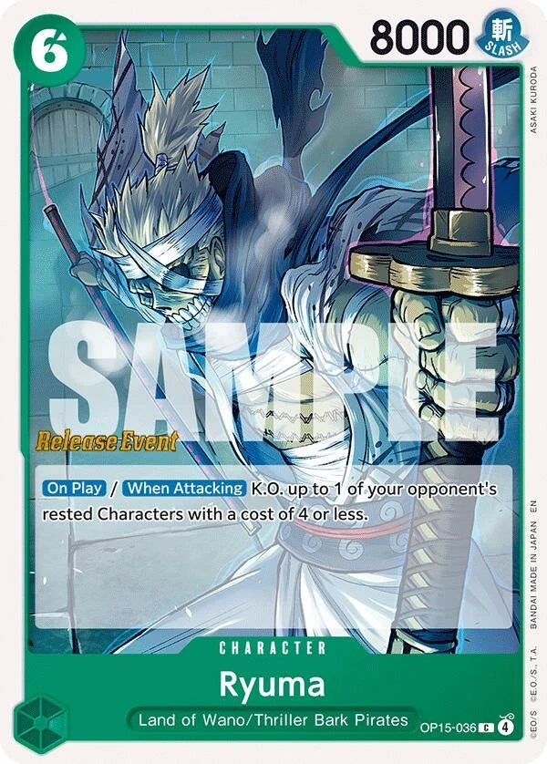 Ryuma (OP15-036) (Adventure on Kami's Island Release Event Cards) (OP15 RE)