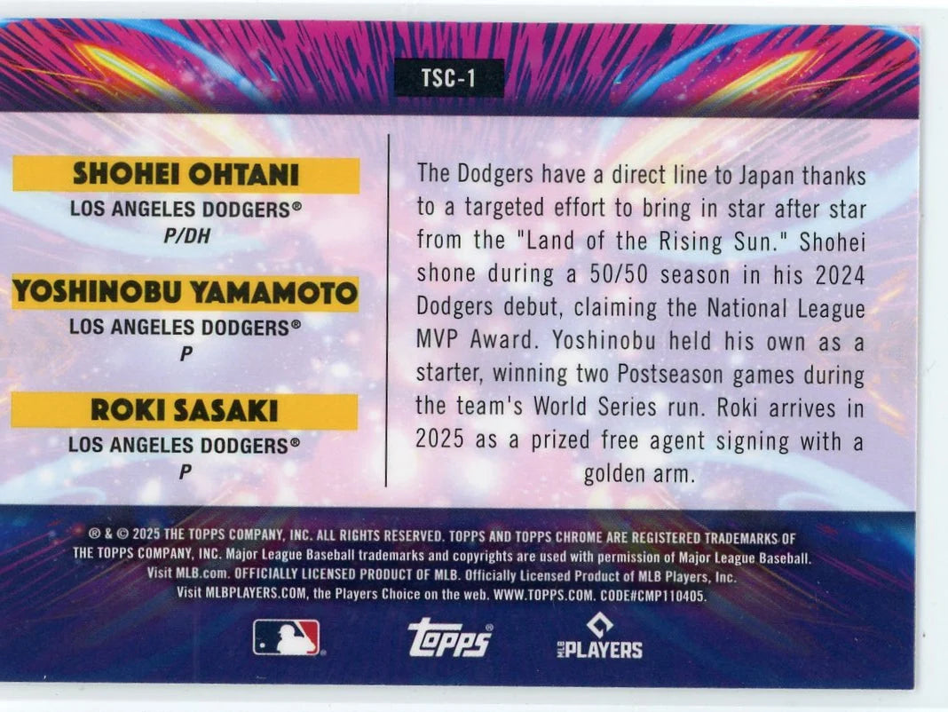2025 Topps Chrome Star Clusters #TSC-1 Shohei Ohtani, Roki Sasaki, Yoshinobu Yamamoto