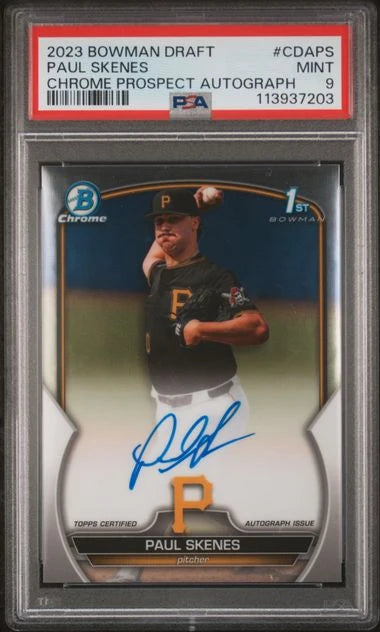Paul Skenes 2023 1st Bowman Draft Chrome autograph PSA 9