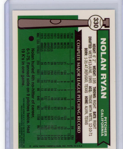 Nolan Ryan 1998 Topps Finest 1976 Reprint