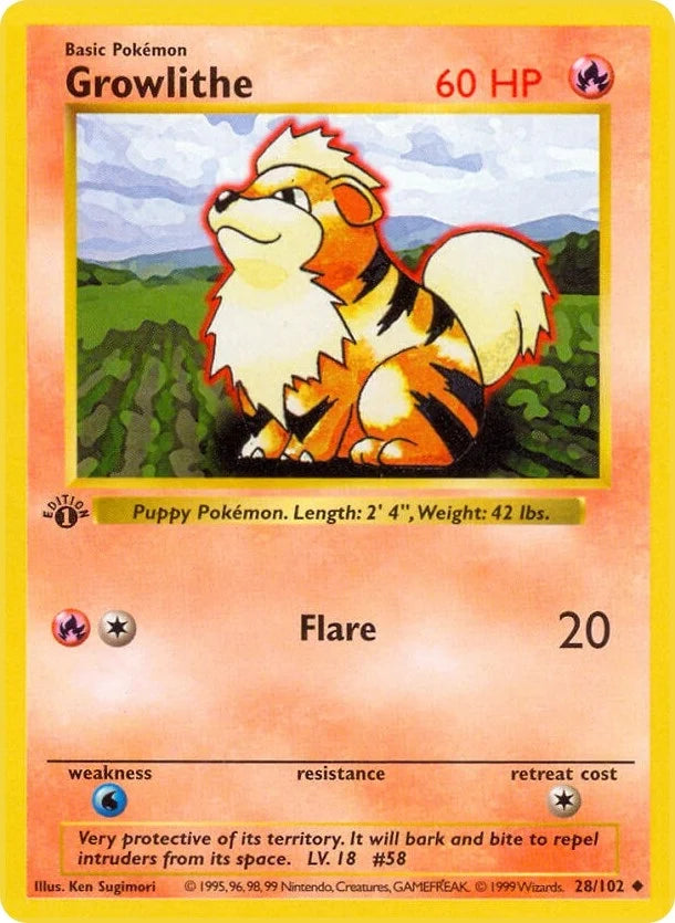 Growlithe (028/102) (Base Set (Shadowless)) (BSS)