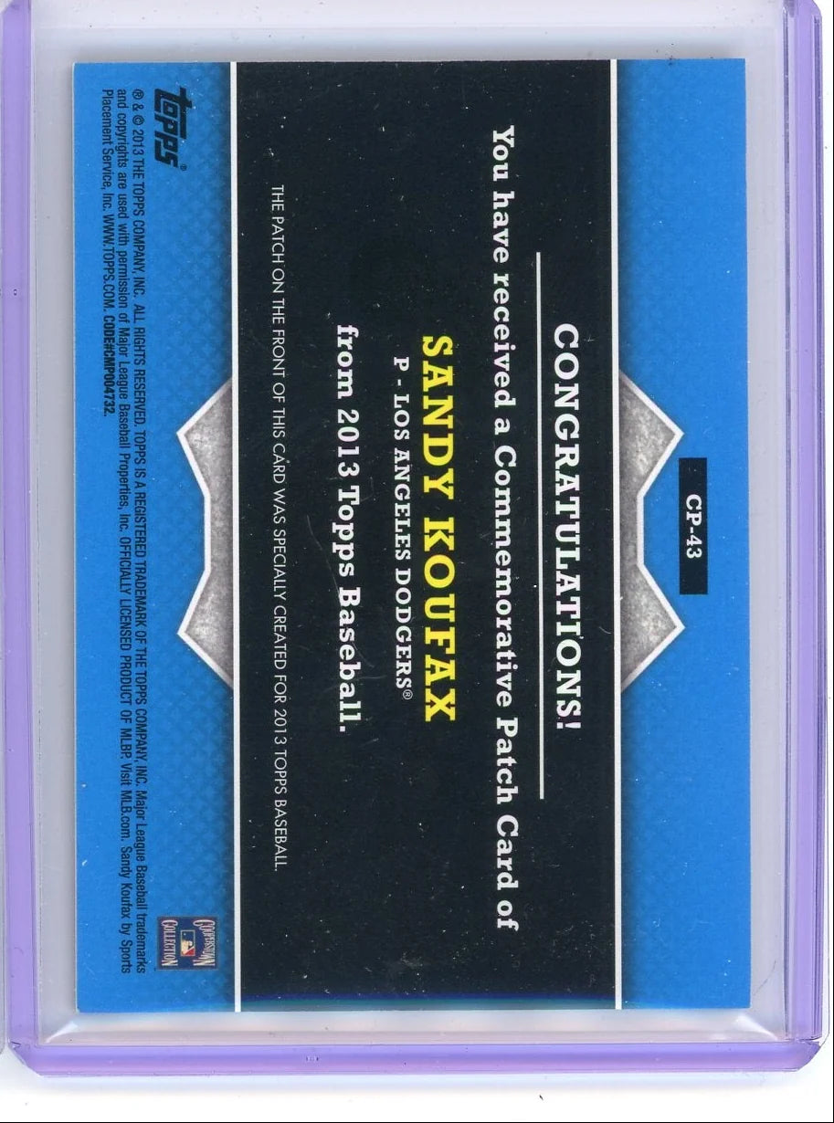 Sandy Koufax 2013 Topps WS Commemorative Patch