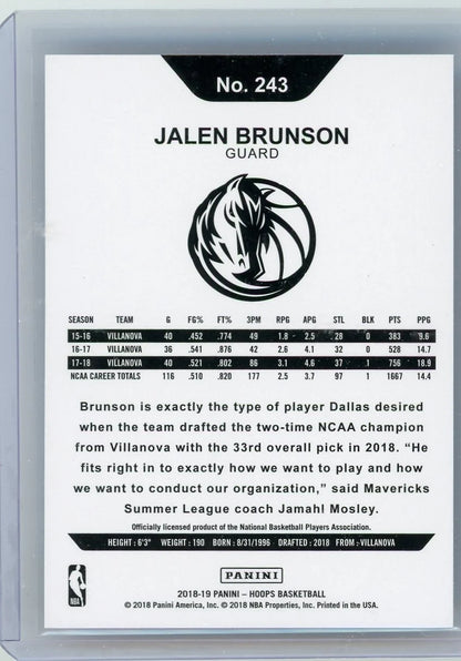 Jalen Brunson 2018-19 Panini NBA Hoops RC
