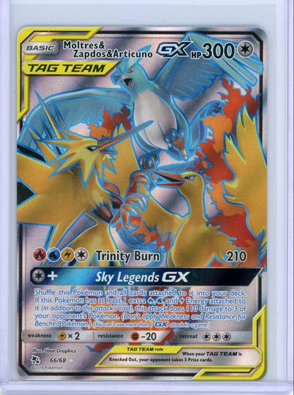 Moltres & Zapdos & Articuno GX Pokémon Hidden Fates Full Art #66/68