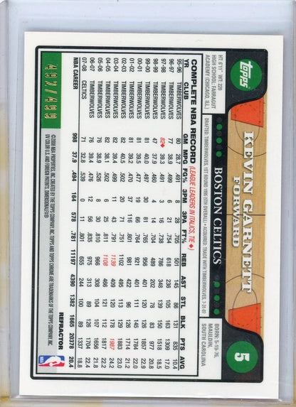 Kevin Garnett 2008-09 Topps Chrome orange refractor #'d 492/499