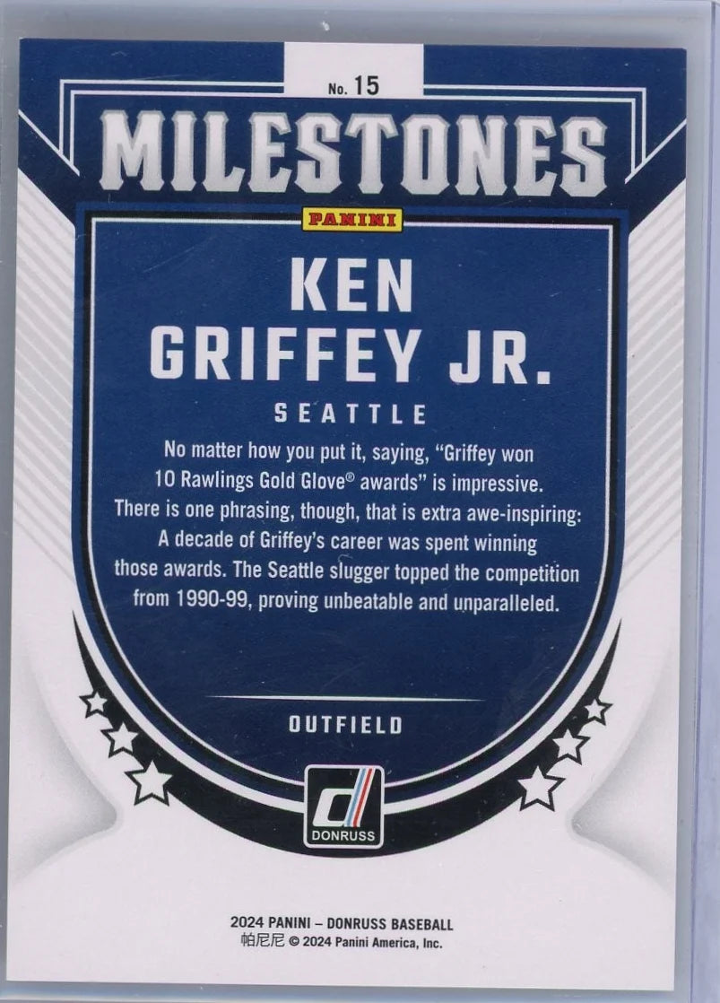 Ken Griffey Jr. 2024 Panini Donruss Milestones gold cracked ice #'d 06/10
