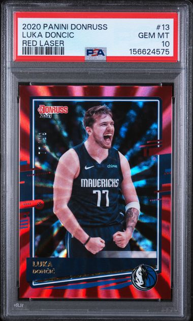 Luka Doncic 2020-21 Panini Donruss red laser #'d 77/99 (Jersey Number) PSA 10