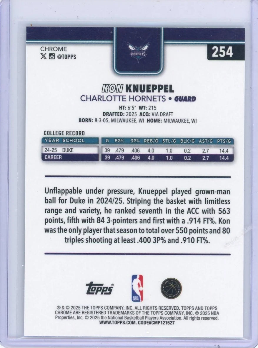 Kon Knueppel 2025-26 Topps Chrome RC