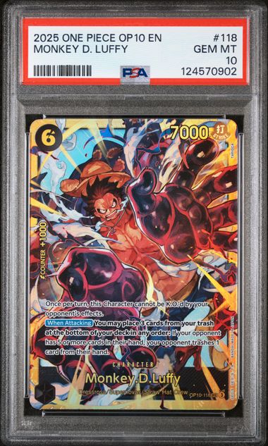 Monkey D Luffy 2025 One Piece OP-10 Secret Rare #OP10-118 PSA 10