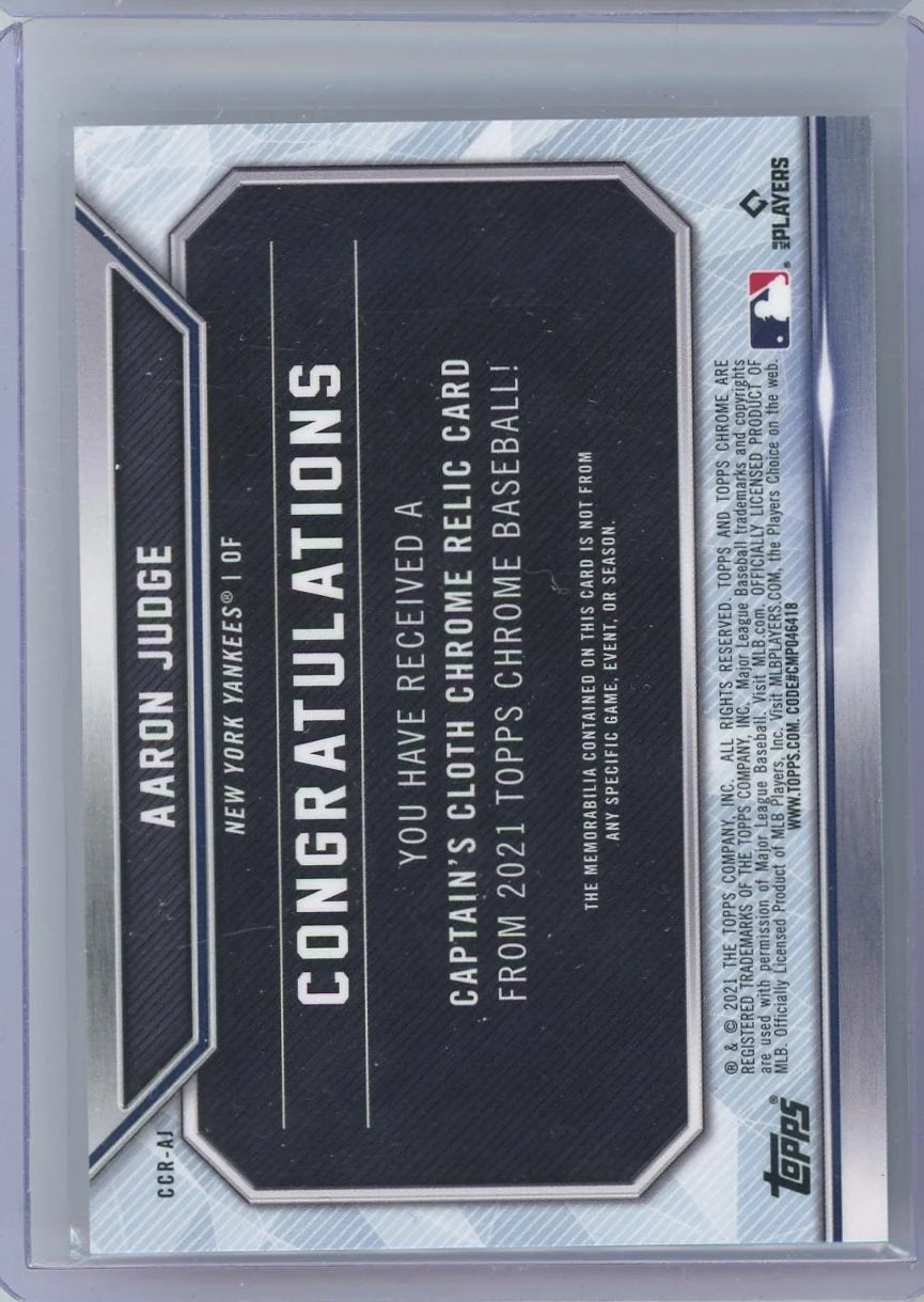 Aaron Judge 2021 Topps Chrome Captain's Cloth