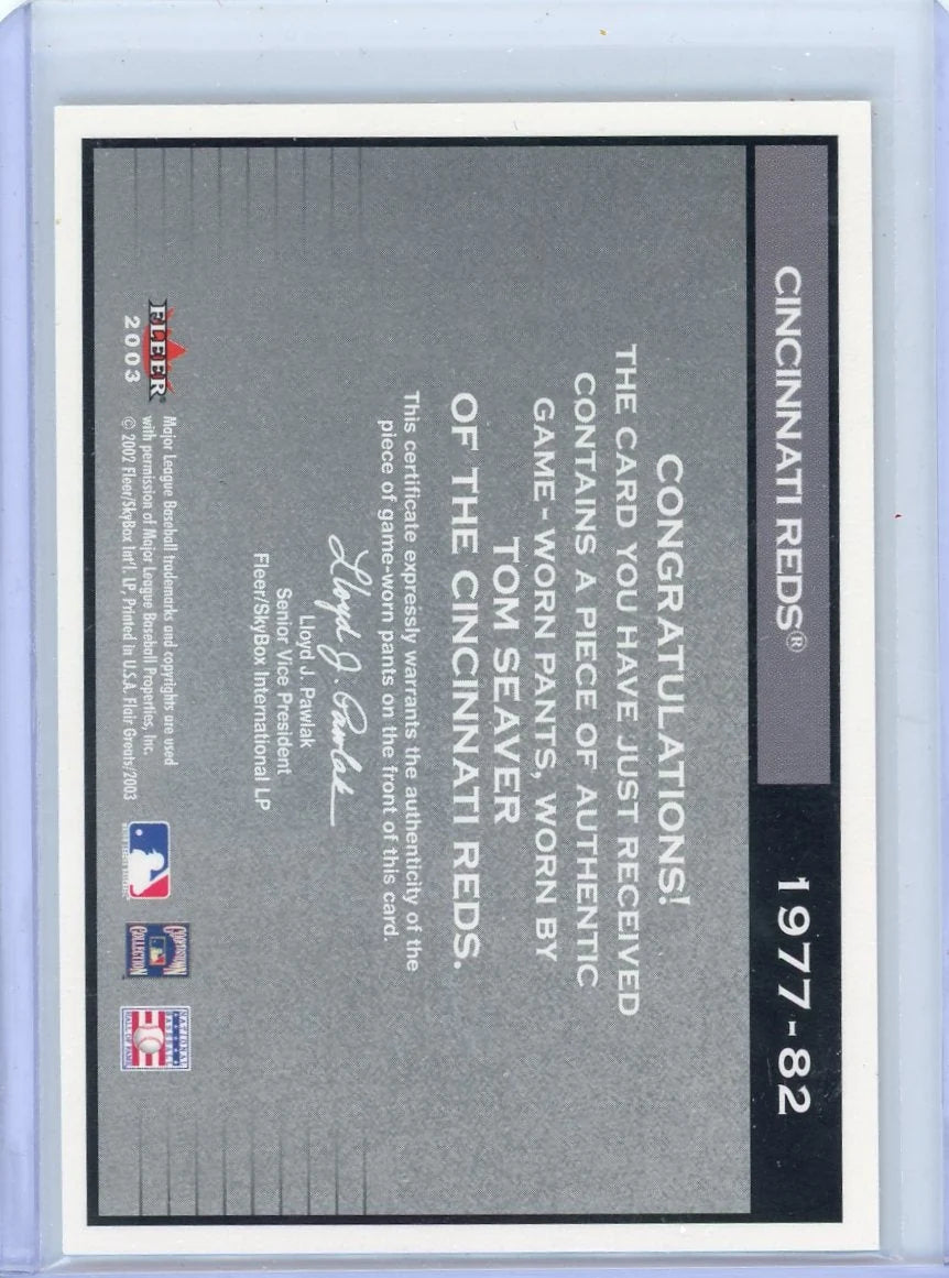 Tom Seaver 2002 Flair Greats Cut of History Relic