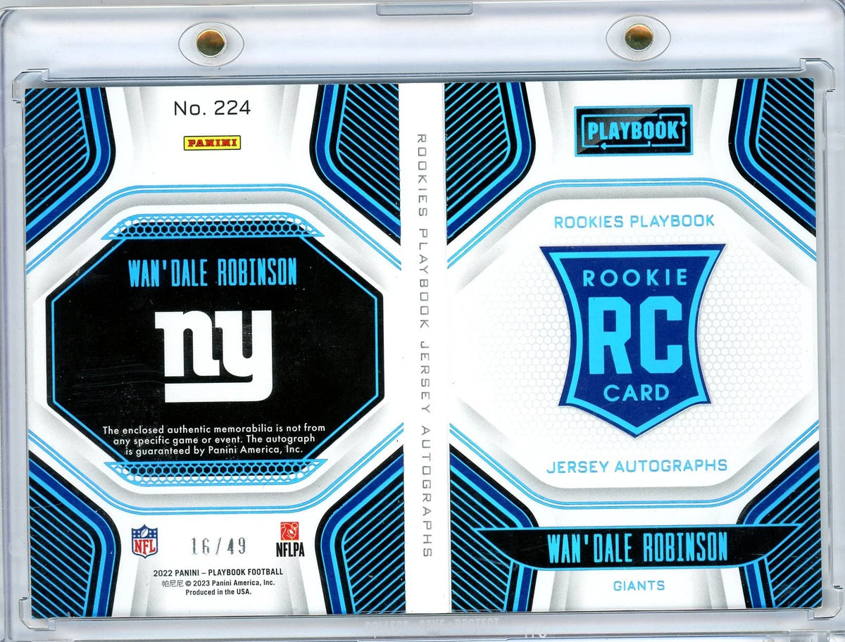Wan'Dale Robinson 2022 Panini Playbook Rookies Playbook Jersey Autograph #'d 16/49