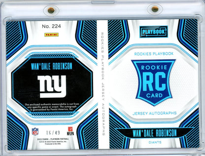 Wan'Dale Robinson 2022 Panini Playbook Rookies Playbook Jersey Autograph #'d 16/49