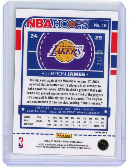 LeBron James 2024-25 Panini NBA Hoops Pulsar Blue Prizm Premium #'d 21/99 (Copy)